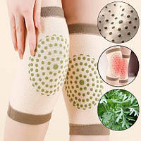 Бандаж на колінний суглоб із полину. M/40-50см. 2шт. Еластичний. Бежевий. Зігрівально-лікувальний. Бандаж коліна