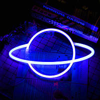 HITECHLIFE Planet Neon Light, Blue Pink-Водонепроникний світлодіодний нічник — батарея або USB-лампа Planet