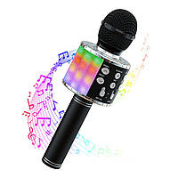 Караоке-микрофон Wowstar Bluetooth, беспроводной микрофон 5 в 1 танцевальные светодиодные фонарь (черный)
