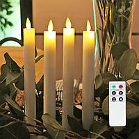 Білі безламні конічні свічки Fanna, свічки з батарейним живленням