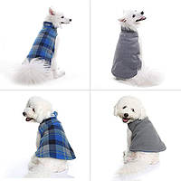 Размер M - L зимняя одежда для собак, двусторонняя флисовая куртка, теплое пальто, ветрозащитны
