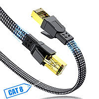 SWECENT CAT 8 Ethernet-кабель 10 м,плоский гигабитный Ethernet-кабель Плетеный шнур для локальной сети