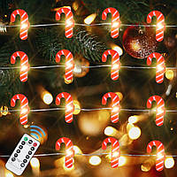 Tujoe Christmas Led Candy Cane String Lights, длина8 м ,80 LEDs Lights Battery Powered