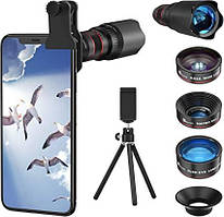 Комплект об'єктивів для камери телефона Selvim 4 в 1, телеоб'єктив 22X, об'єктив «риб'ячий око» 235°
