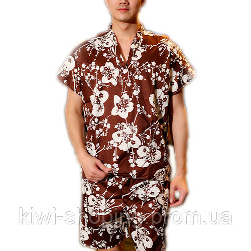 Мужской банный костюм, короткий рукав, коричневый i (ID#2220790728 ...