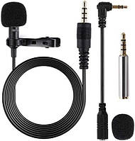 Микрофон с клипсой, петличный конденсаторный микрофон Gyvazla 3,5 мм для телефонов Android,IPhone