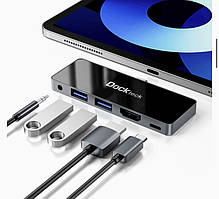 Адаптер концентратора USB C для iPad Pro, адаптер Dockteck 5 в 1 з HDMI 4K за 60 Гц