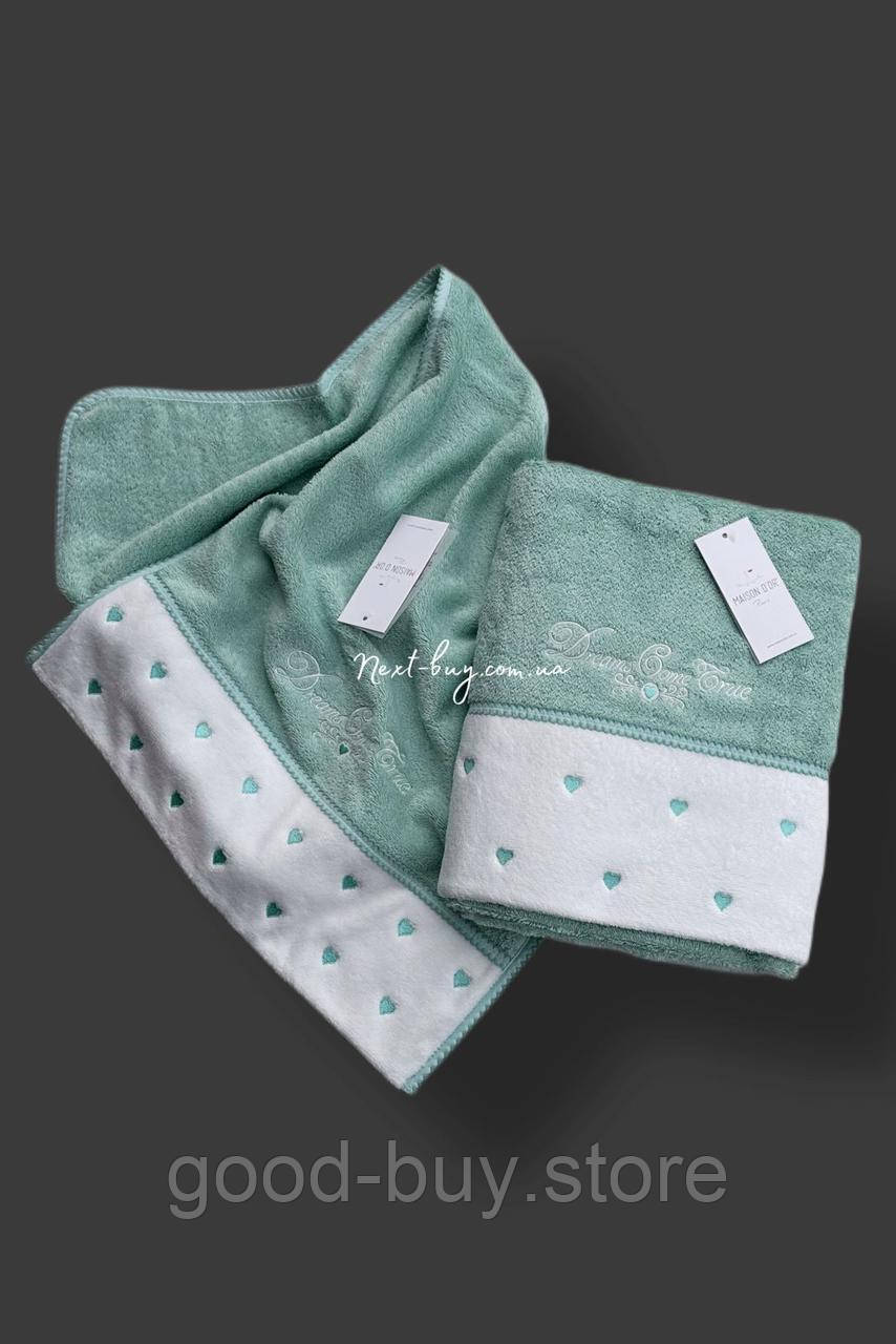 Maison D`or Lavoine Hearts blue махровий рушник для сауни 85х150