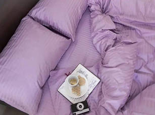 Лаванда Страйп - Сатин - Євро комплект постільної білизни