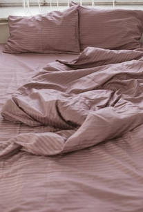 Винний Страйп - Сатин - Євро комплект постільної білизни