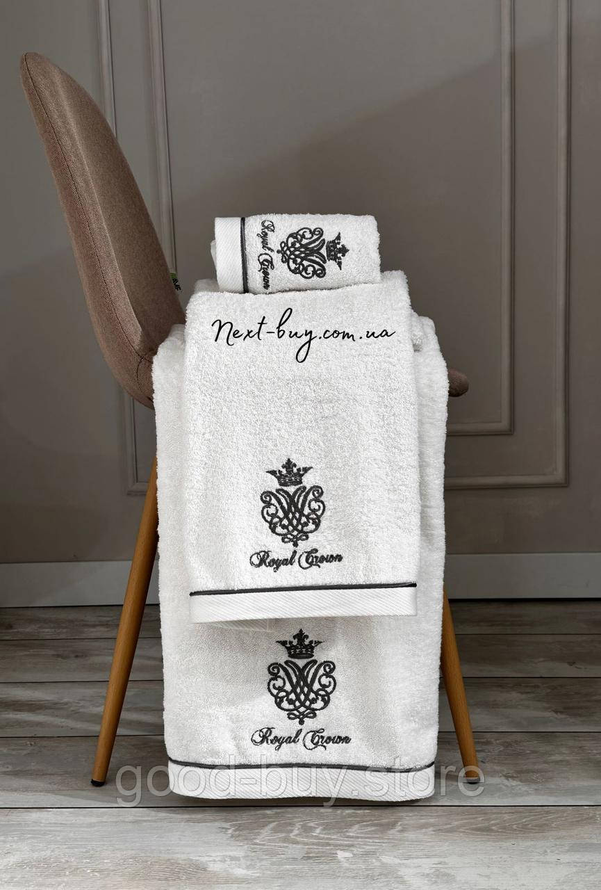 Maison Dor Royal crown white набір махрових рушників 3 шт. із вишивкою