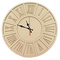 Настенные часы с римскими цифрами, 490 мм х 490 мм, Заготовка для декорирования из МДФ #235