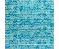 Декоративная 3D панель самоклейка под кирпич Голубой мрамор 700x770x5мм (065) SW-00000033