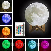 Ночник на пульте управления Луна Лампа Светильник настольный детский 3D Moon Light Lamp 15 см