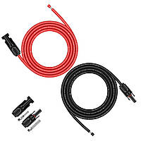Дротовий сонячний кабель. Одна пара (1 шт. чорний + 1 шт. червоний) 10-футовий 10AWG сонячний