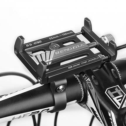 Велотримач під телефон BG-090 ALUMINUM велосипедний тримач Чорний, фото 1