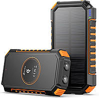 Солнечное зарядное устройство 20000 мАч Power Bank,цвет оранжевый