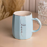Чашка керамическая для чая и кофе 400 мл Love Голубая
