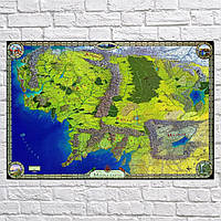 Плакат "Властелин колец, карта Средиземья, Lord Of The Rings", 40×60см