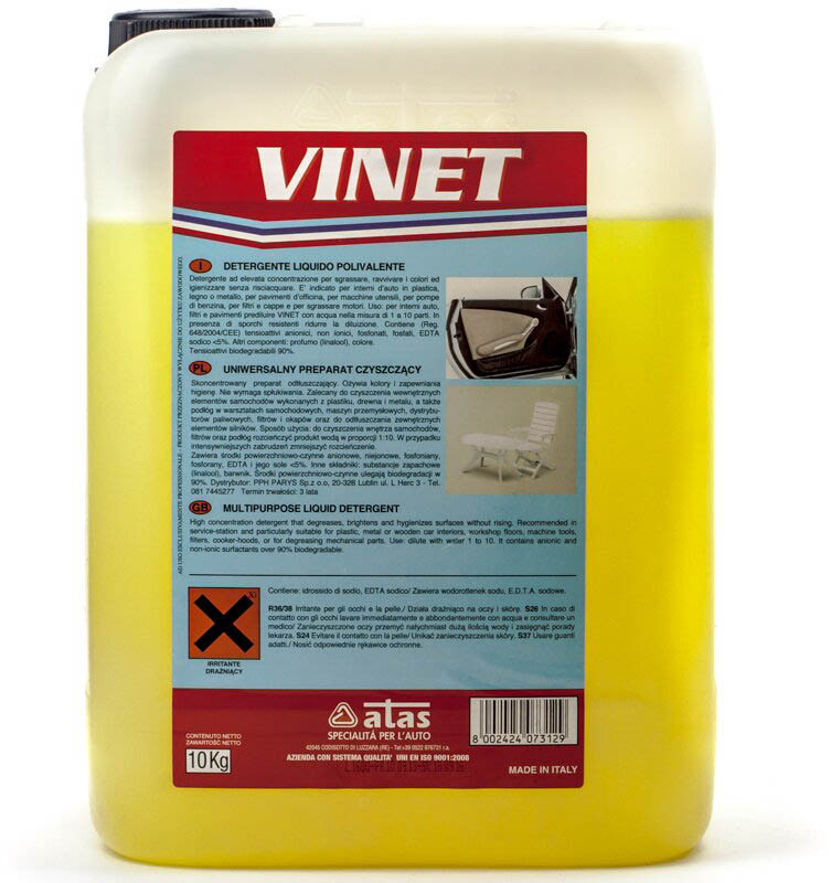 Очисник для пластику VINET 10 кг (універсальний мийний засіб) ATAS