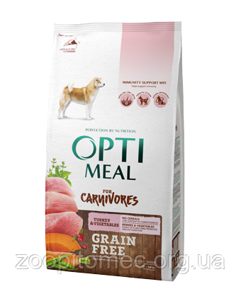 Optimeal (Оптимил) Корм для собак беззерновой з індичкою та овочами, 1,5 кг