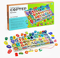 Дитяча розвиваюча іграшка Дерев'яний сортер монтессорі, Вчимо цифри і кольори Розвиваючі та навчальні іграшки