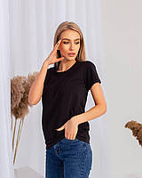Стильна базова жіноча якісна однотонна футболка тканина кулір-турецька бавовна
