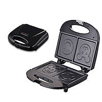 Електро вафельниця з антипригарним покриттям на 2 відділення 750 Вт Sokany мультипекар з формами ведмедика Lugi