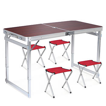 Посилений туристичний складаний стіл для пікніка та 4 стільці Folding Table Стіл зі стільцями для дачі