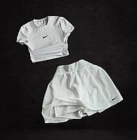 Женский летний костюм Nike топ и юбка-шорты из плотного креп-дайвинга размеры XS-L