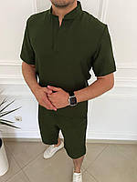 Мужской летний костюм футболка шорты из жатого льна размеры 44-54