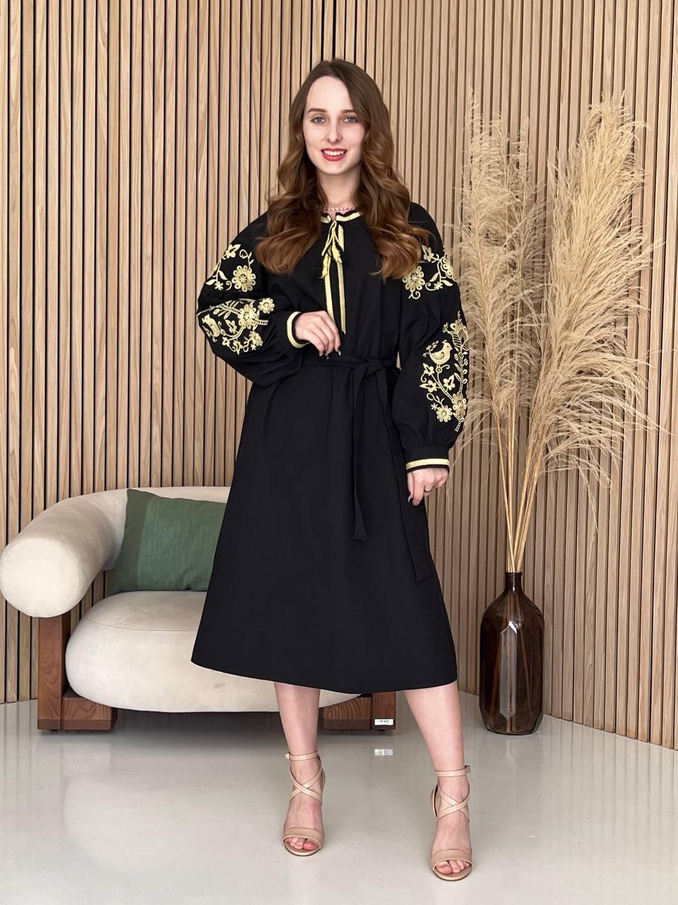 Сукня-вишиванка "Солов'ї" чорна