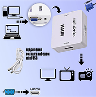 Адаптер-преобразователь HDMI-VGA, цифровой сигнал HDMI в аналоговый сигнал VGA, Конвертер HDMI to VGA \ vga