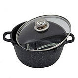 Котел із мармуровим покриттям з кришкою Benson 2,7л BN-364 Чорний, фото 2