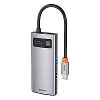 Концентратор usb hub Baseus Metal Gleam 100Вт USB Type-C 4в1 HDMI 4K зарядка FAA