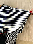 Стильна легка літня жіноча смугаста синя біла футболка з красивим із кишенею, фото 5