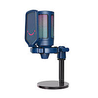 Микрофон для стриминга конденсаторный с поп-фильтром голубой Fifine A6B RGB Ampligame FAA