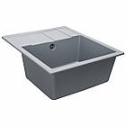 Гранітна мийка для кухні Platinum 5851 ARIA матова Сірий металік, фото 4