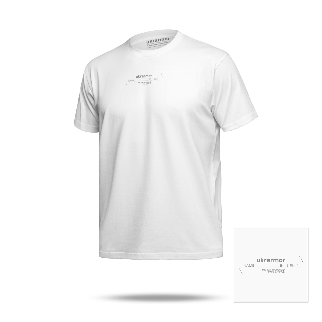 Футболка Basic Military T-Shirt з авторським принтом NAME. Біла. Розмір S