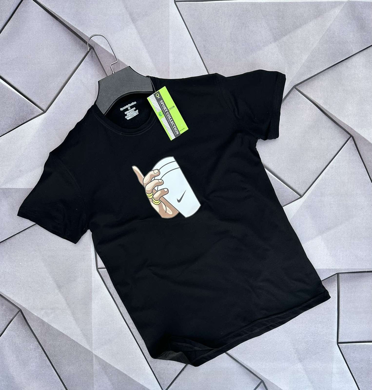 Чоловіча футболка Nike спортивна футболка Найк зі склянкою чорна