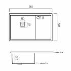 Кухонна мийка Platinum Handmade неіржавка сталь 78х50 L (один отвір, квадратний сифон3,0/1,0 мм), фото 2