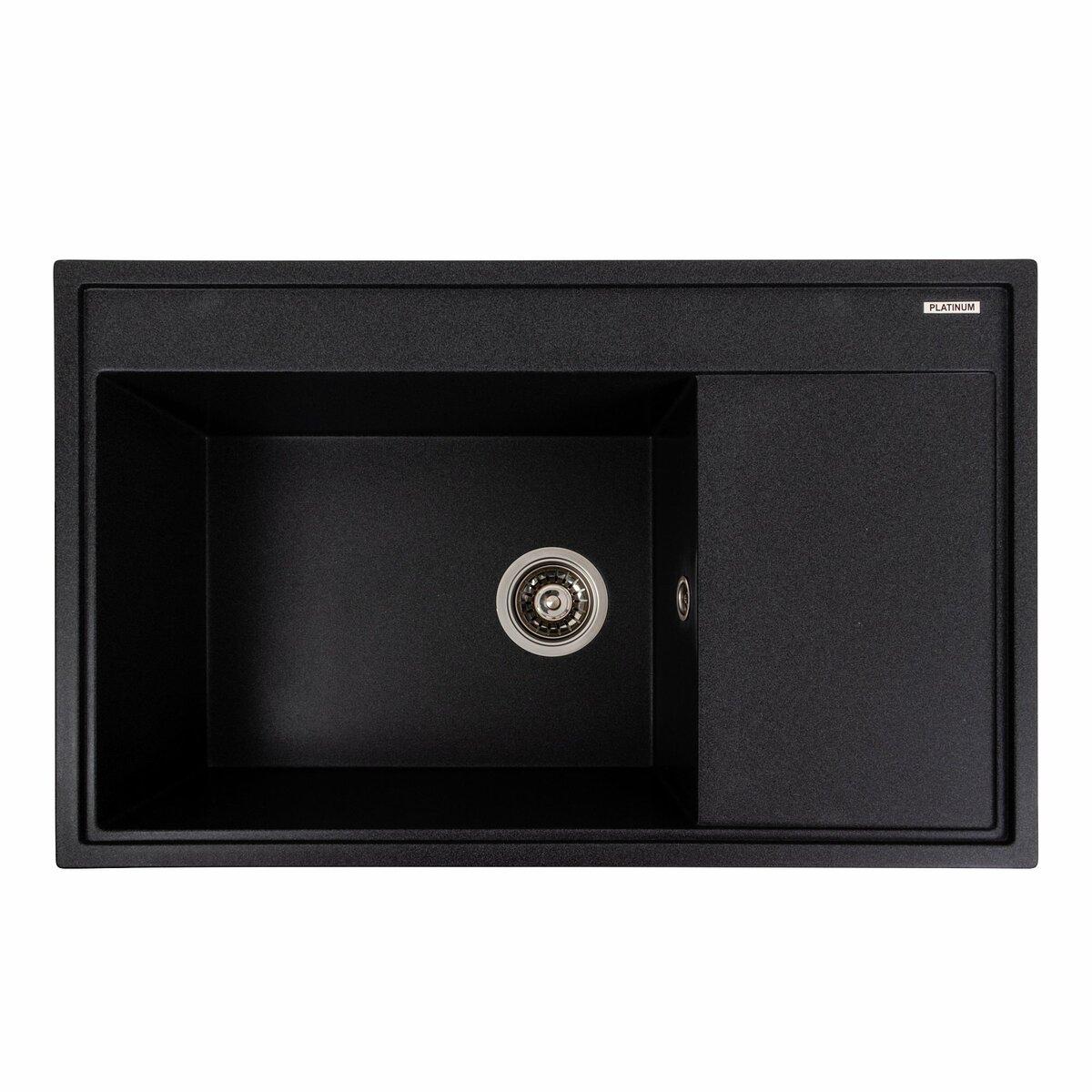 Гранітна мийка для кухні Platinum 7950 AZURIT матовий Карбон, фото 1