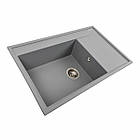 Гранітна мийка для кухні Platinum 7950 AZURIT матовий Сірий металік, фото 4