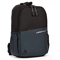 Рюкзак подростковый для мальчика 3-8 класс синий один отдел и карманы на молниях Lanpad 8380