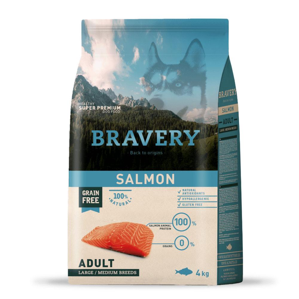 Беззерновий корм для собак середніх та великих порід із лососем Bravery Dog Salmon Adult Large/Medium 4 кг