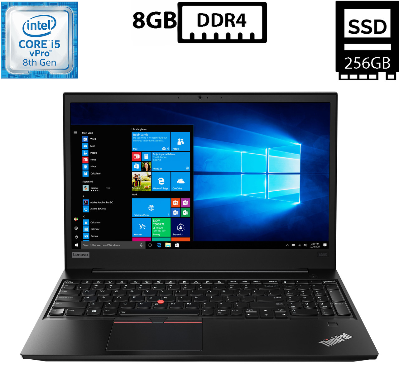 Ноутбук Lenovo ThinkPad E580/15.6"IPS 1920x1080/Core i5-8250U 1.60GH/8GB DDR4/SSD 256GB/Intel UHD Graphics Камера Б/В