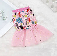 Платье сарафан для собак и кошек мини пород размер S розовое