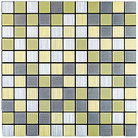 Самоклеющаяся алюминиевая плитка серебряная с золотом шахматы 300х300х3мм SW-00001827 (D) Sti GM, код: 8370904