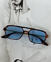 Уцінка Сонцезахисні окуляри з подвійною переносицею унісекс Леопард с блакитним (0681-0)