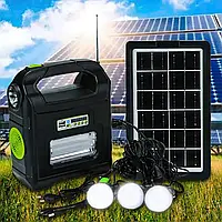 Переносная автономная солнечная система Solar Light DT-9026 портативная электростанция с радио и 3 лампочками